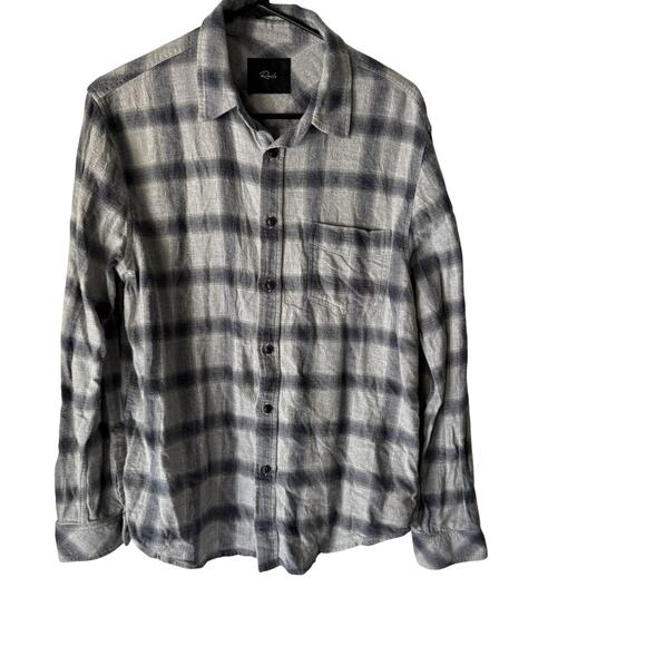 Rails Shirt Mens Medium Gray Plaid Lennox Metallic Storm Heather Button Flannel - Picture 1 of 8